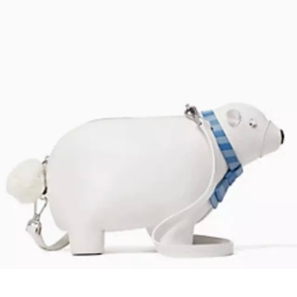 KATE SPADE ARCTIC FRIENDS POLAR BEAR CROSSBODY BAG Purse White Blue New - Picture 4 of 4